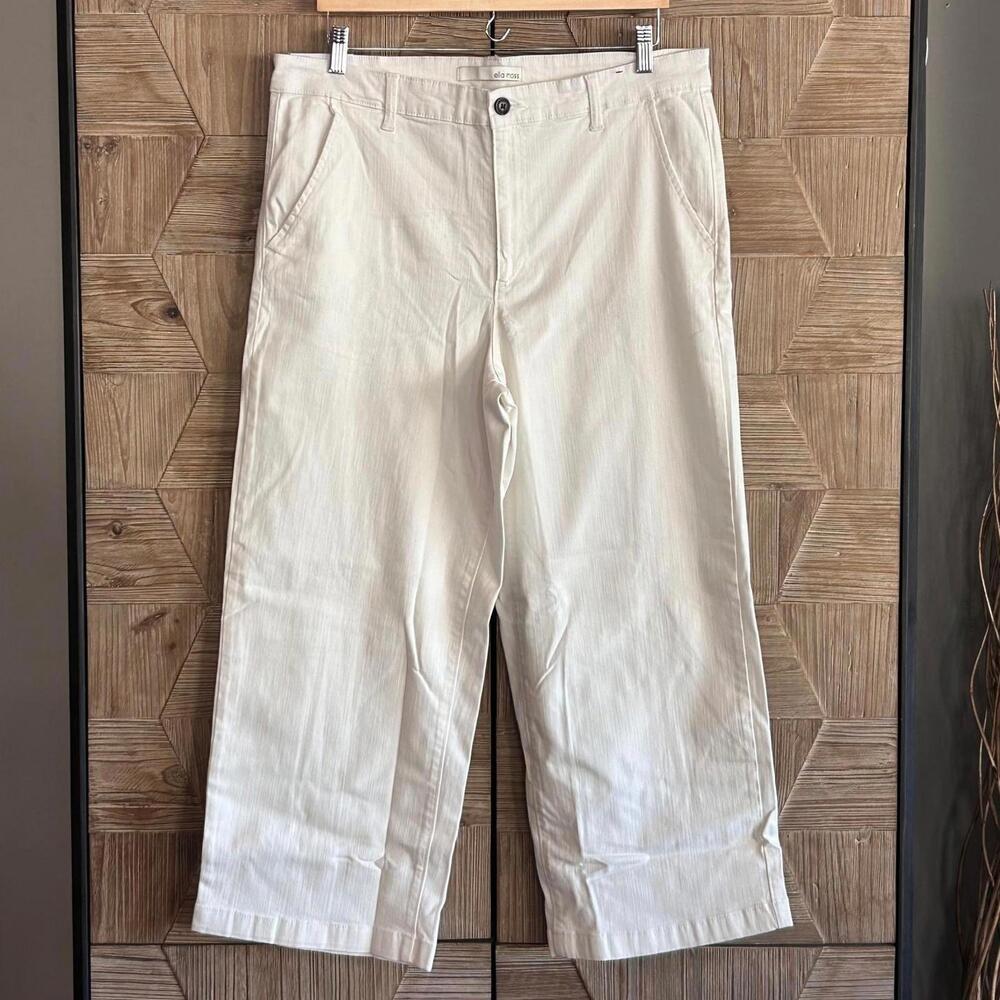 NWT Ella Moss Womens Off White Wide Leg Crop Pants Size 14